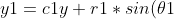 {y1 = c1y+r1*sin(\theta 1)*sin(\phi 1)}